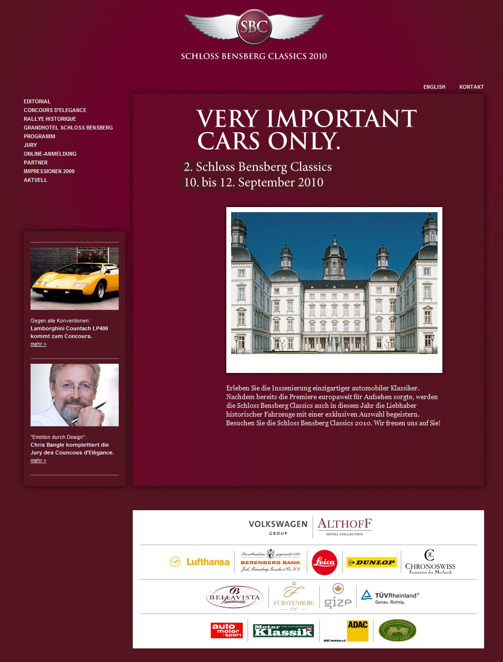 Screenprint webseite schloss bensberg Classic 2010